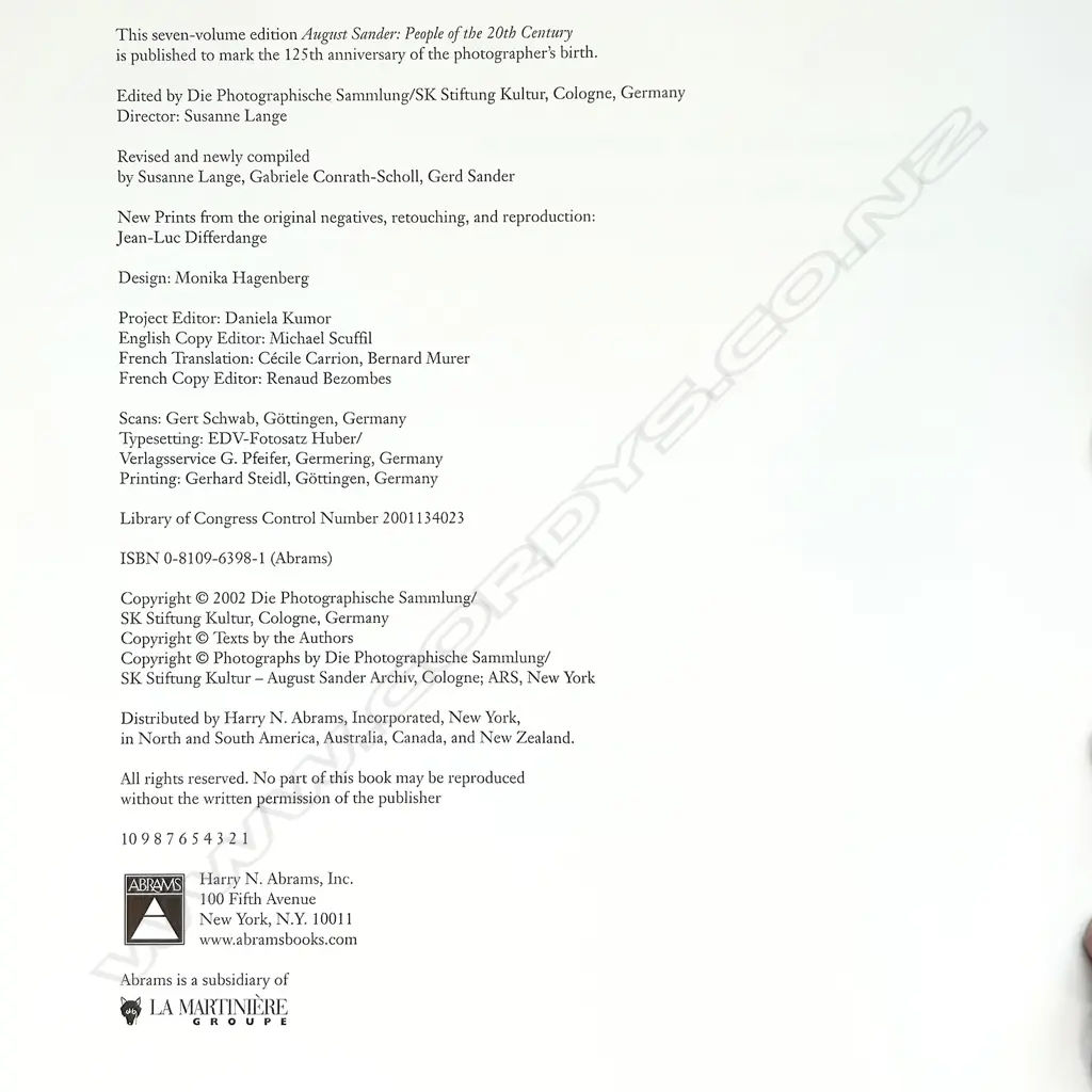 AUGUST SANDER: PEOPLE OF THE 20TH CENTURY VOLS 1-7 Image 1++